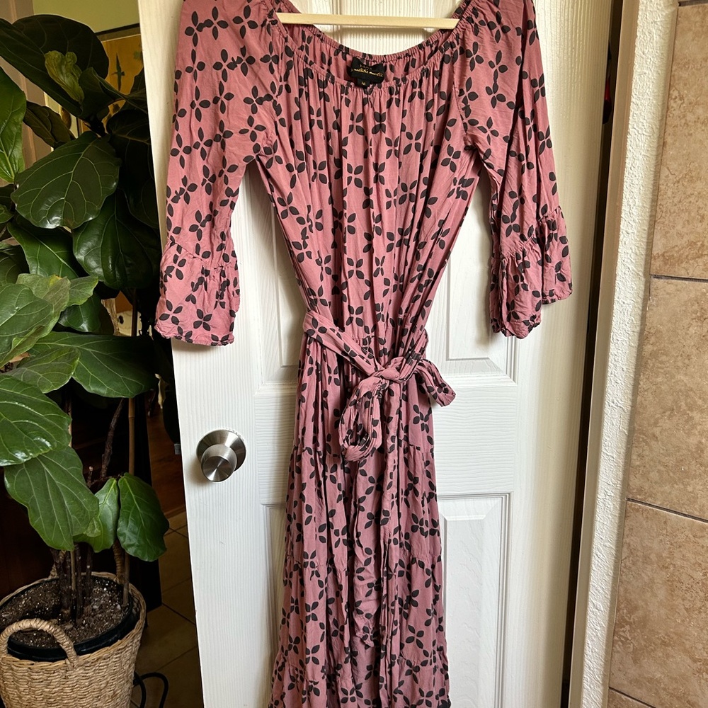 Anthropologie Natalie Martin Pink and Purple Long Sleeve Dress